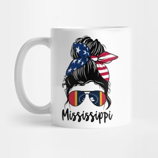 Mississippi girl Messy bun , American Girl , Mississippi Flag Mug